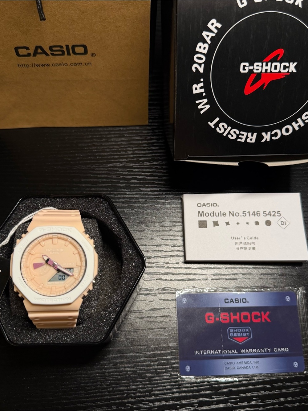 Casio G-Shock Peach and White Resin Sport Watch